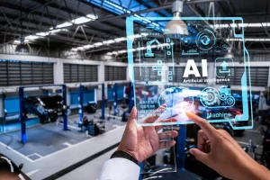 AI fix Technology AI repariert Auto-Reparatur auf Auto-Lift